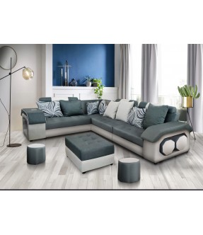 SOFA ALBERTA L SHAPE BED+4 POUFF+6BIG/2SMALL CUSH
